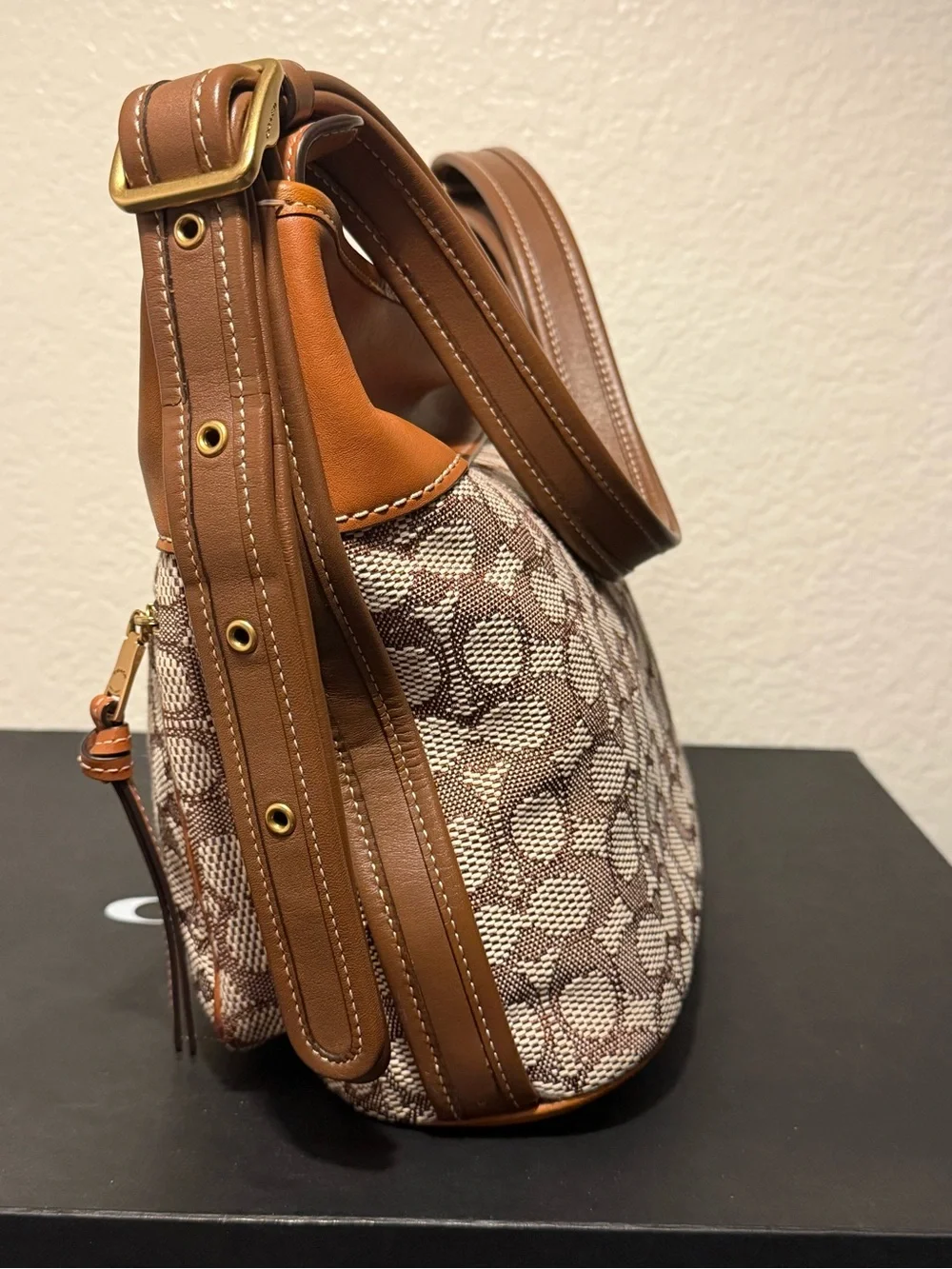Coach Andie Shoulder Bag - Burnished Amber / Signature Jacquard Cocoa - Brass